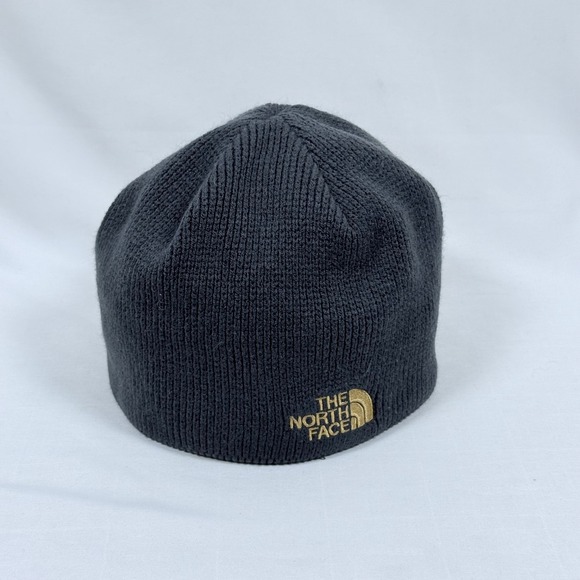 The North Face Beanie Knit Hat Cap Gray Ribbed One Size Unisex Logo - Picture 1 of 7